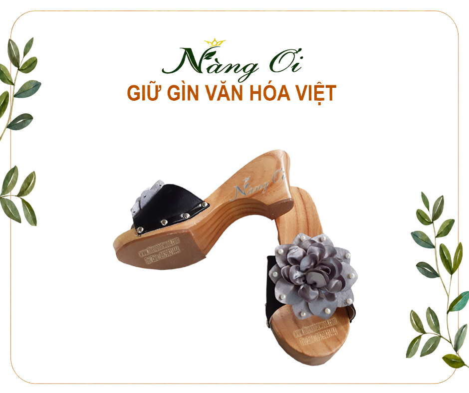 guốc gỗ cho nữ cao 7cm gót trụ